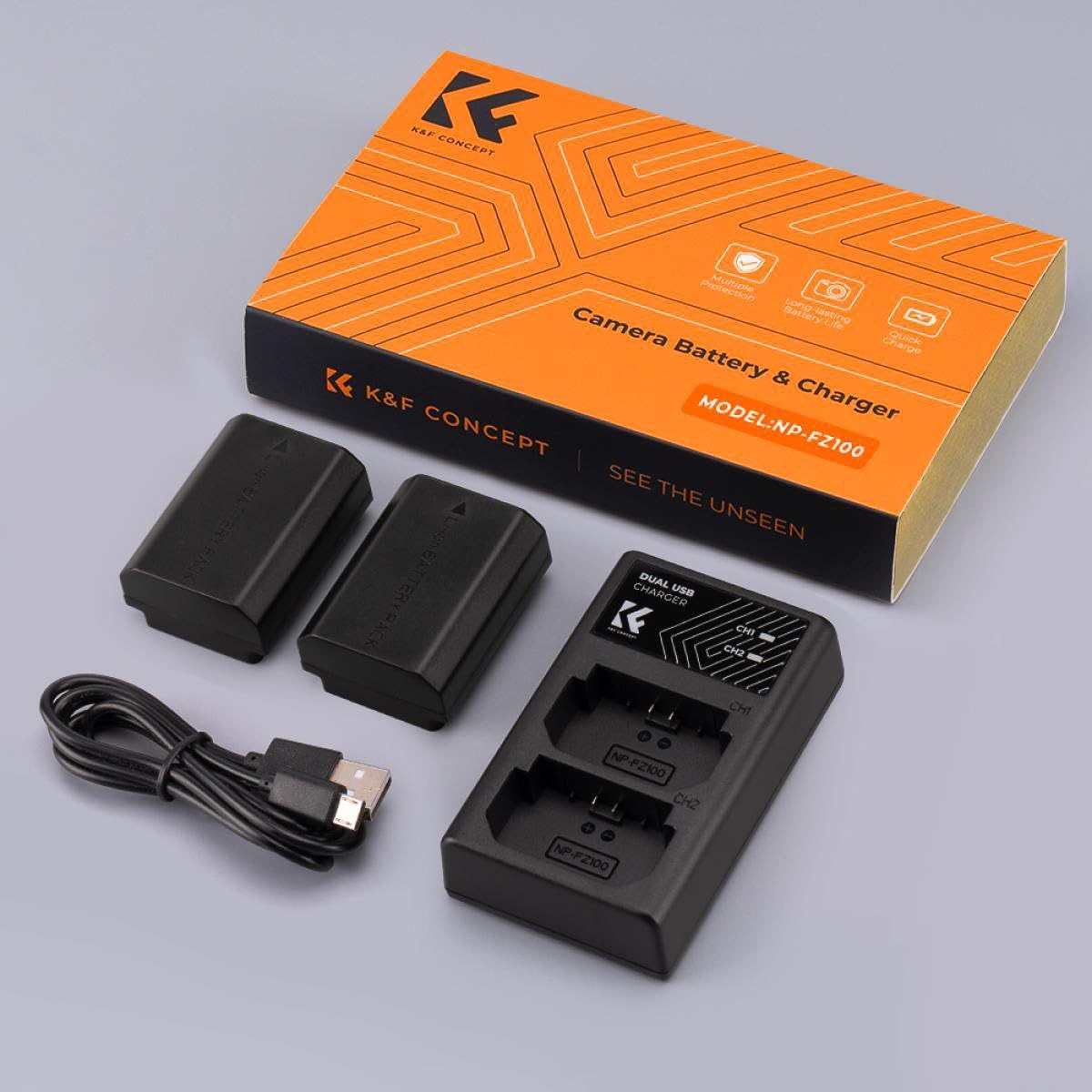 K&F Concept FW100 Dual Battery & Charging Hub Set